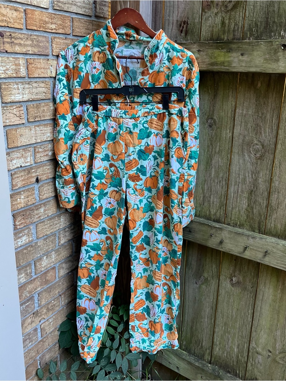 Printfresh Orange & Teal Floral Pumpkin Fall Organic Cotton Pajama Set